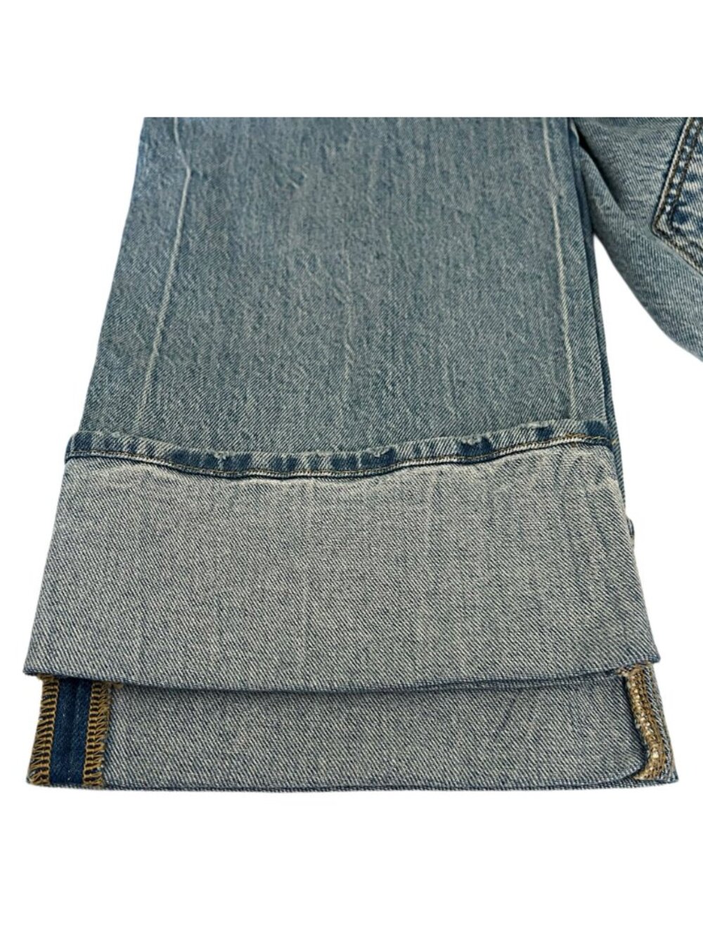 Rivete Denim Loft Relaxed Straight Mid-Rise Jeans Cuffed Leg Classic Denim Pants - Picture 10 of 12